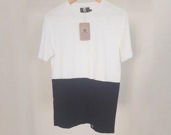 HEMP organic cotton tee, Two tone, t shirt, white and black in Small