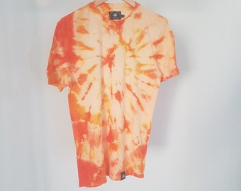 HEMP organic cotton tee, sunset tie dye, in SMALL