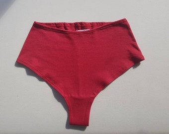 HEMP, organic cotton, elastane; High waisted underwear, in red!