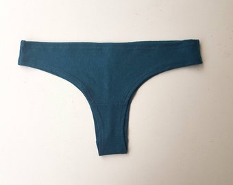 HEMP organic cotton thong, low rise bottom, underwear, in blue