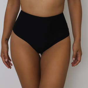 HEMP, organic cotton, elastane; High waisted underwear, in black