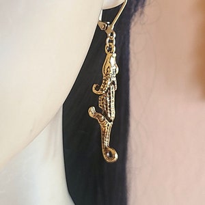 Moveable Alligator Earrings / Antiqued Gold Articulated Gator Earrings