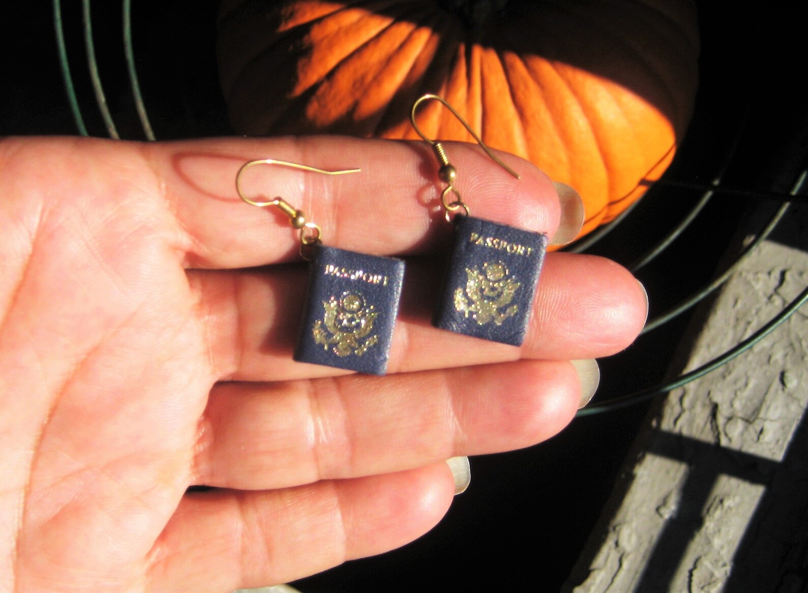 Passport Earrings / Faux Leather Passport Earrings / Novelty Etsy