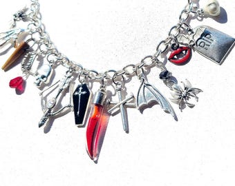 Vampire Slayer Bracelet / Fang Shaped Blood Vial Bracelet / Halloween Themed Bracelet / Novelty Bracelet