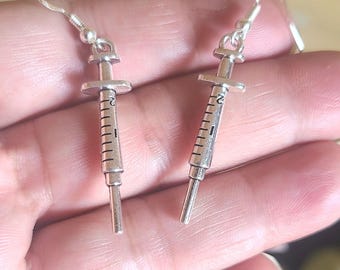 Syringe Earrings  / Needle Earrings  / Novelty Earrings