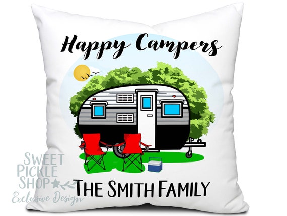 Happy Campers Pillow with Vintage Camp Happy camper pillow | Etsy