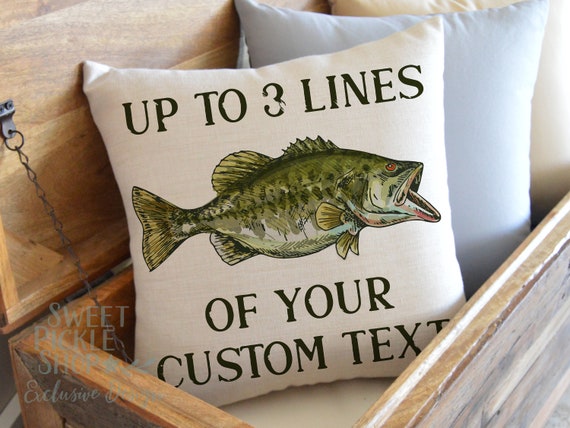 Personalized Fish Pillow With Largemouth or Smallmouth Bass and up