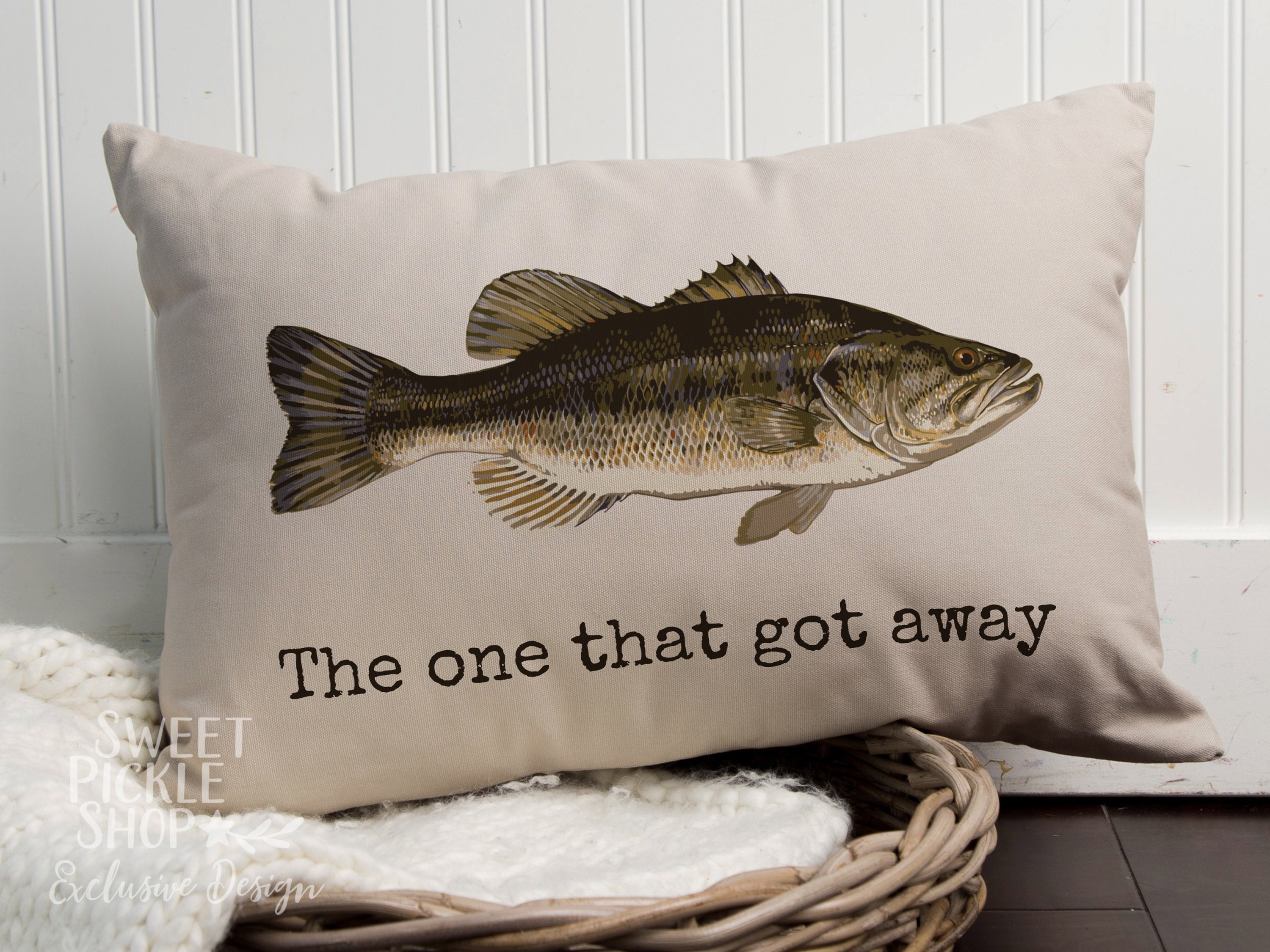 Bass Fish Pillow Personalized Just for You Cabin Decor Man Etsy