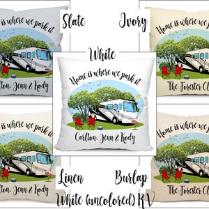 Home is Where We Park It, Class A Motorhome Camping Pillow, 18 Square with Insert, Personalized Just for You image 7