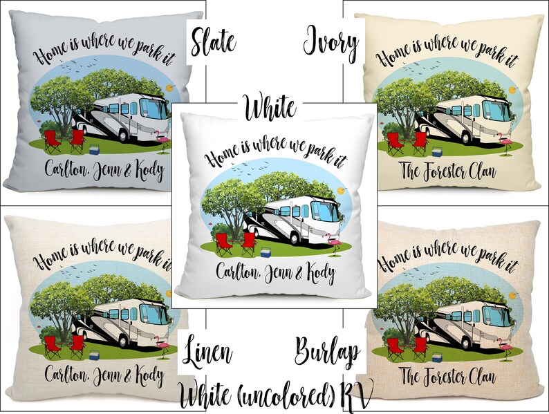 Home is Where We Park It, Class A Motorhome Camping Pillow, 18 Square with Insert, Personalized Just for You image 7
