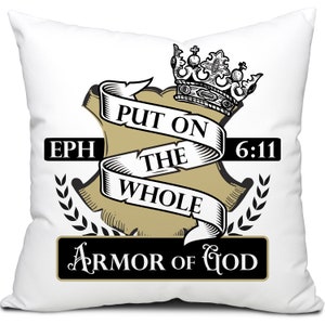 Put On the Whole Armor of God Ephesians 6:11 Christian Pillow Religious Bible Verse Décor image 5
