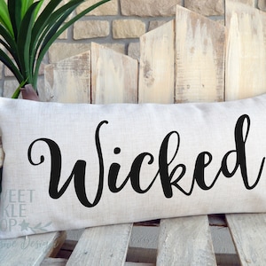 Wicked Halloween Pillow: Faux Linen or Organic Cotton Lumbar Pillow