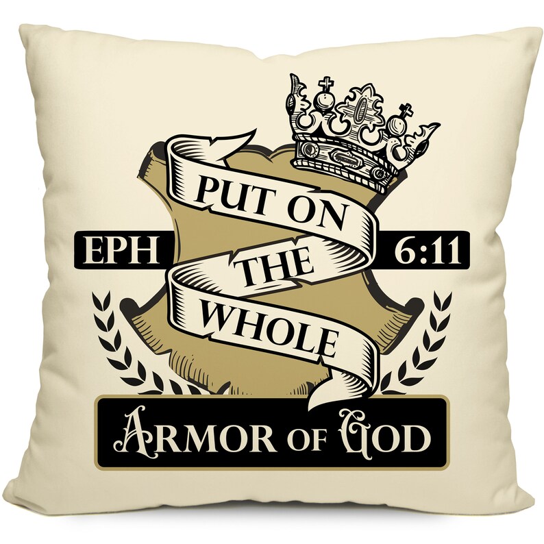 Put On the Whole Armor of God Ephesians 6:11 Christian Pillow Religious Bible Verse Décor image 4