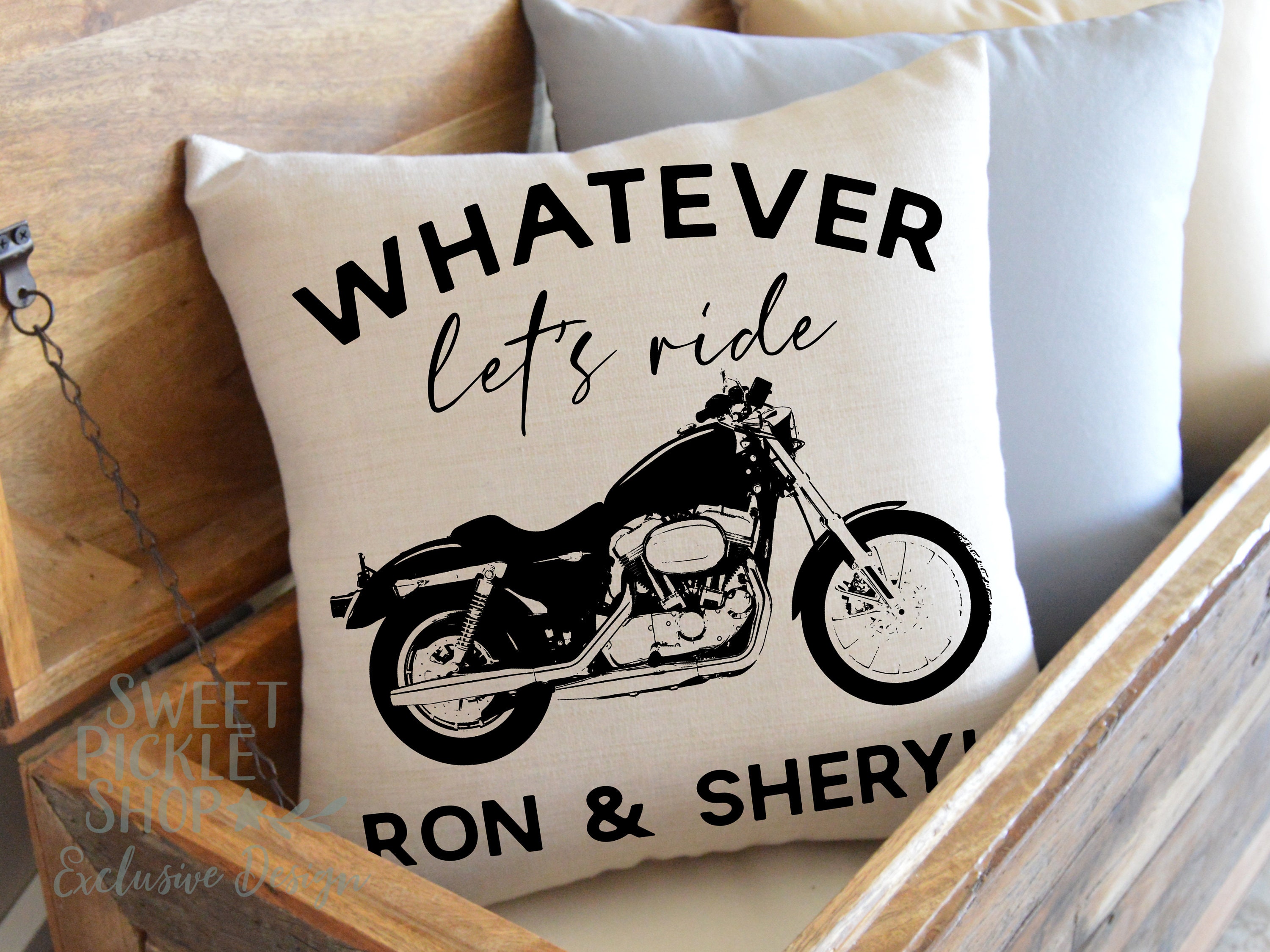 Whatever, Lets Ride, Personalized Motorcycle Pillow, Choose Your Fabric  and Text Color - Etsy