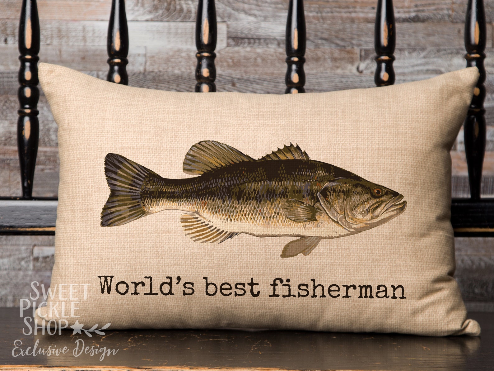 Bass Fish Pillow Personalized Just for You Cabin Decor Man Etsy