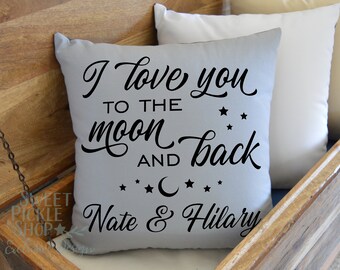 I Love You to the Moon and Back, Custom Wedding, Anniversary, Valentines or Engagement Gift, Personalized with Your Names