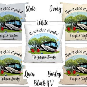 Home is Where We Park It, Class A Motorhome Camping Pillow, 18 Square with Insert, Personalized Just for You image 2
