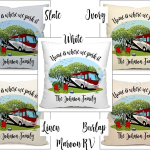 Home is Where We Park It, Class A Motorhome Camping Pillow, 18 Square with Insert, Personalized Just for You image 6