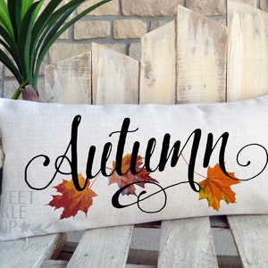 Autumn Leaves Pillow: Fall Decor Throw Pillow (22" x 10")