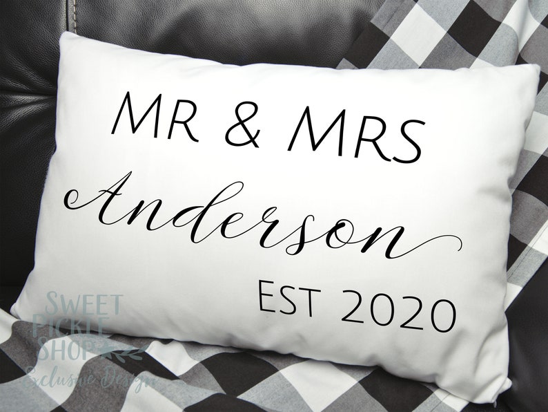 Mr and Mrs Personalized Pillow Cover for Wedding, Anniversary, Engagement, or Valentines Day Gift, 15 x 22