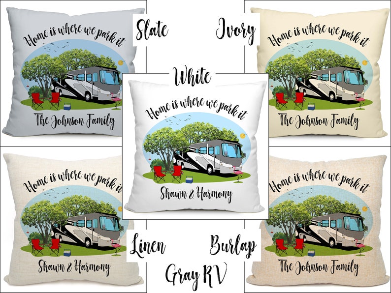 Home is Where We Park It, Class A Motorhome Camping Pillow, 18 Square with Insert, Personalized Just for You image 5