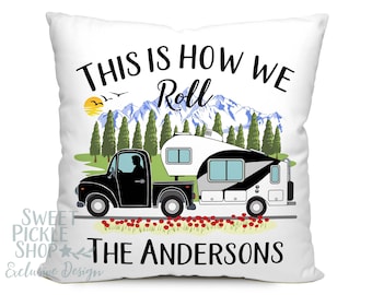 Personalized RV Throw Pillow: "This Is How We Roll" Camping Decor