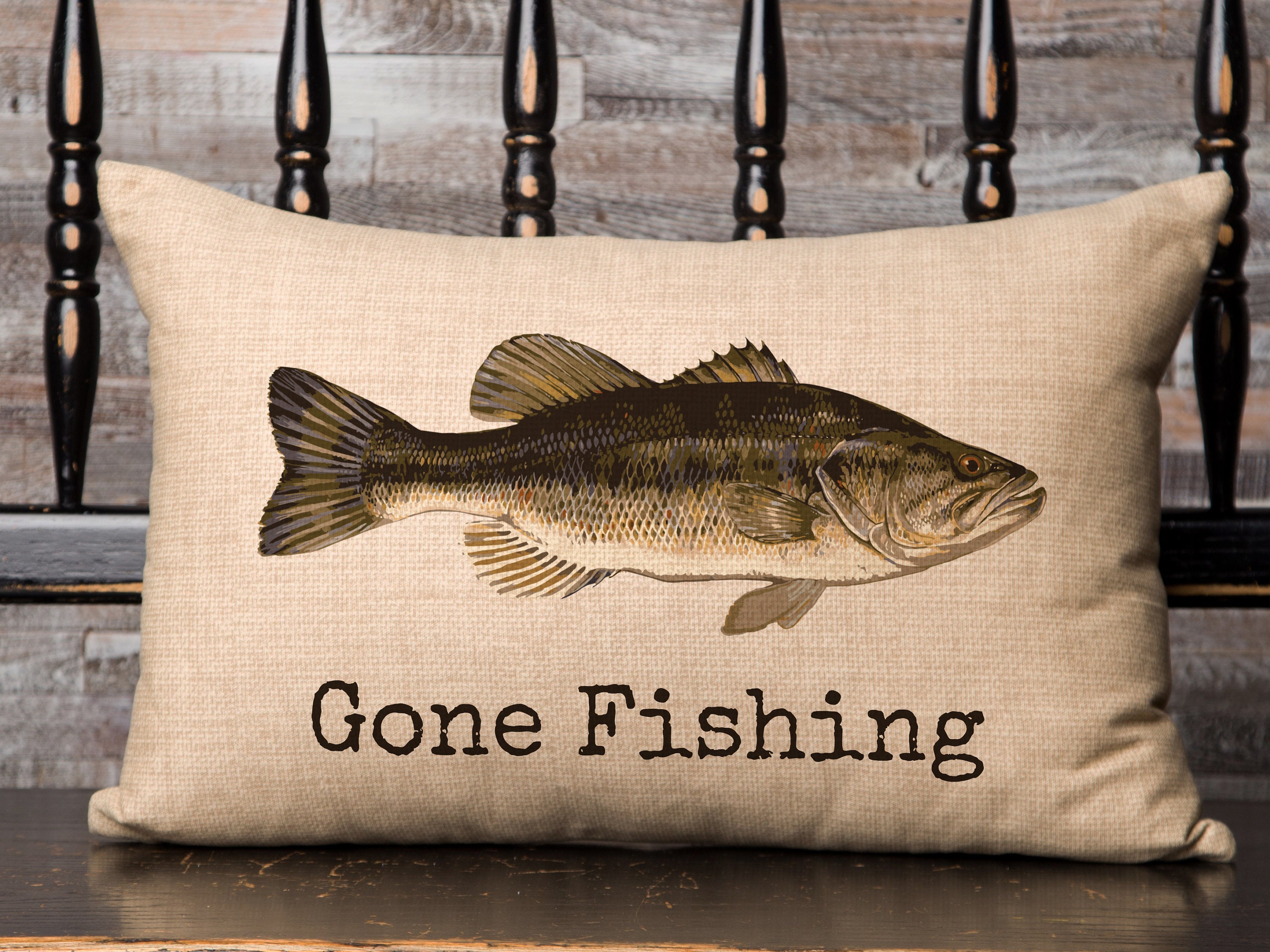 Bass Fish Pillow Personalized Just for You Cabin Decor Man Etsy
