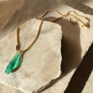 Dayna's Reunion 8 Green Quartz Briolette Stone 18k gold plate or rhodium silver necklace nickel and lead free image 1