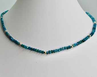 Kristen's Apatite Stone Necklace with 14k yellow gold filled beads