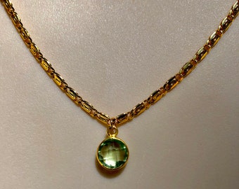 Dayna's Reunion 8 Scroll Chain with Green Amethyst Bezel Pendant 24k gold fill nickel and lead free Italian gold