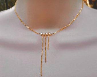 Stassi's Signature design "The Pearl Chain Choker" 14k gold gold filled sterling gold plate