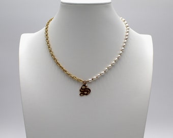 The Goth Initial Pendant in 18k yellow or white gold filled chain