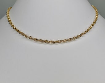 The Crawford Chain with Etched Rope on Oval 18k Yellow Gold Fill