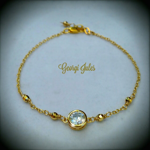 The Bezel Rock Bracelet #1 14k gold fill or sterling silver
