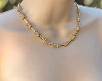 The 'Love me Knot' 16k Yellow Gold filled Necklace with Micro Pavé Stones