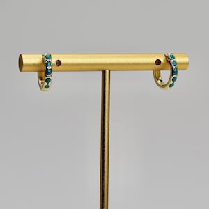 Turquoise Stone 18k gold filled  Huggie Hoop Earrings