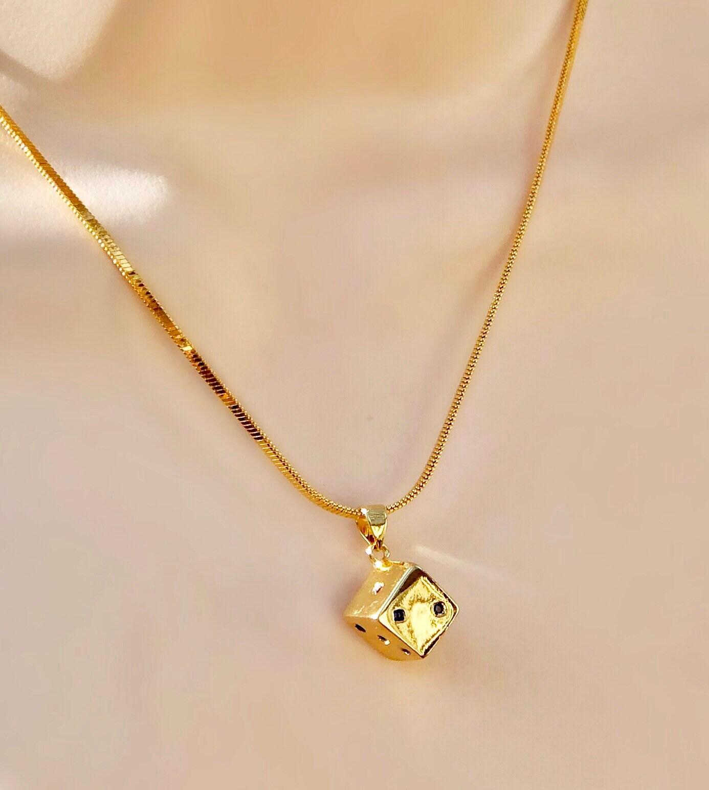福猫GARNI Dice Pendant DicexFigaroSet-Gold-2-1080-