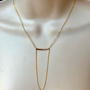 Kristen&#39;s &quot;Page&quot; Bar & Chain 14k Gold Fill or Sterling Silver Necklace