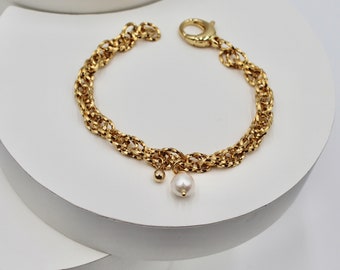 The Geneviève Baroque Pearl and Bead Chain Bracelet