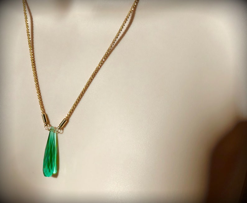 Dayna's Reunion 8 Green Quartz Briolette Stone 18k gold plate or rhodium silver necklace nickel and lead free image 5