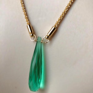 Dayna's Reunion 8 Green Quartz Briolette Stone 18k gold plate or rhodium silver necklace nickel and lead free image 2