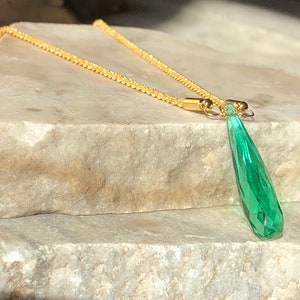 Dayna's Reunion 8 Green Quartz Briolette Stone 18k gold plate or rhodium silver necklace nickel and lead free image 7