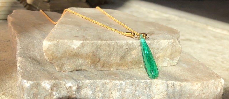 Dayna's Reunion 8 Green Quartz Briolette Stone 18k gold plate or rhodium silver necklace nickel and lead free image 7