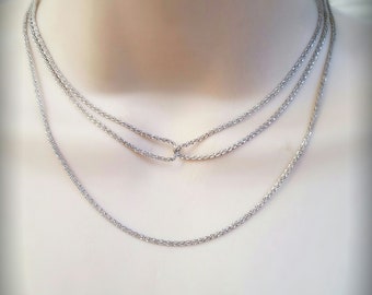 Stassi's Infinity Loop Double Strand Necklace Rhodium Silver or 18k Gold Plate Nickel Free Lead Free