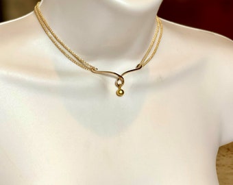 Dayna's Reunion 8 Square Curved Bar Chokers Single or Double 14k gf bar &  18k gold plate or rhodium silver chain nickel free lead free