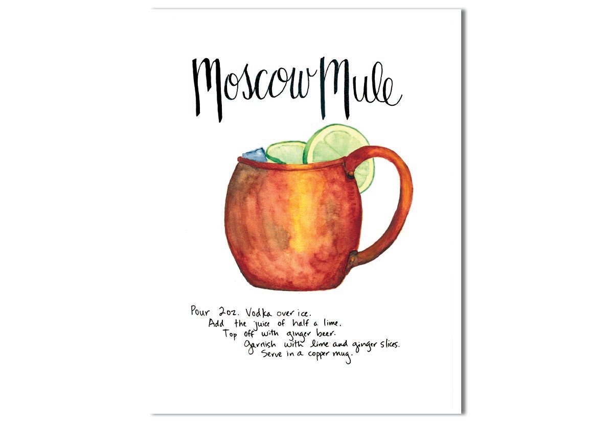 Moscow Mule Rezept drucken Küche Wanddekor Kupfer Becher | Etsy