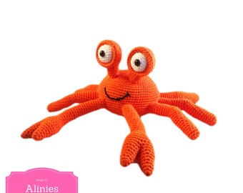 Crab crochet pattern tutorail amigurumi crocheted pattern pdf bestand in Dutch, Deutsch and Englisch US terms