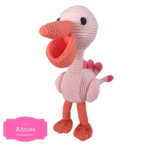 Pelican crochet pattern amigurumi crochet tutorial pdf file Pink Pelican in Dutch, German and English US-terms