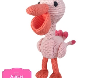 Pelikaan haakpatroon amigurumi roze pelikaan haak tutorial pdf bestand in Nederlans, Duits en Engels US- terms