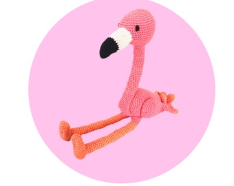 Flamingo amigurumi pattern tutorail crochet pattern pdf bestand in Dutch, Deutsch and Englisch US terms